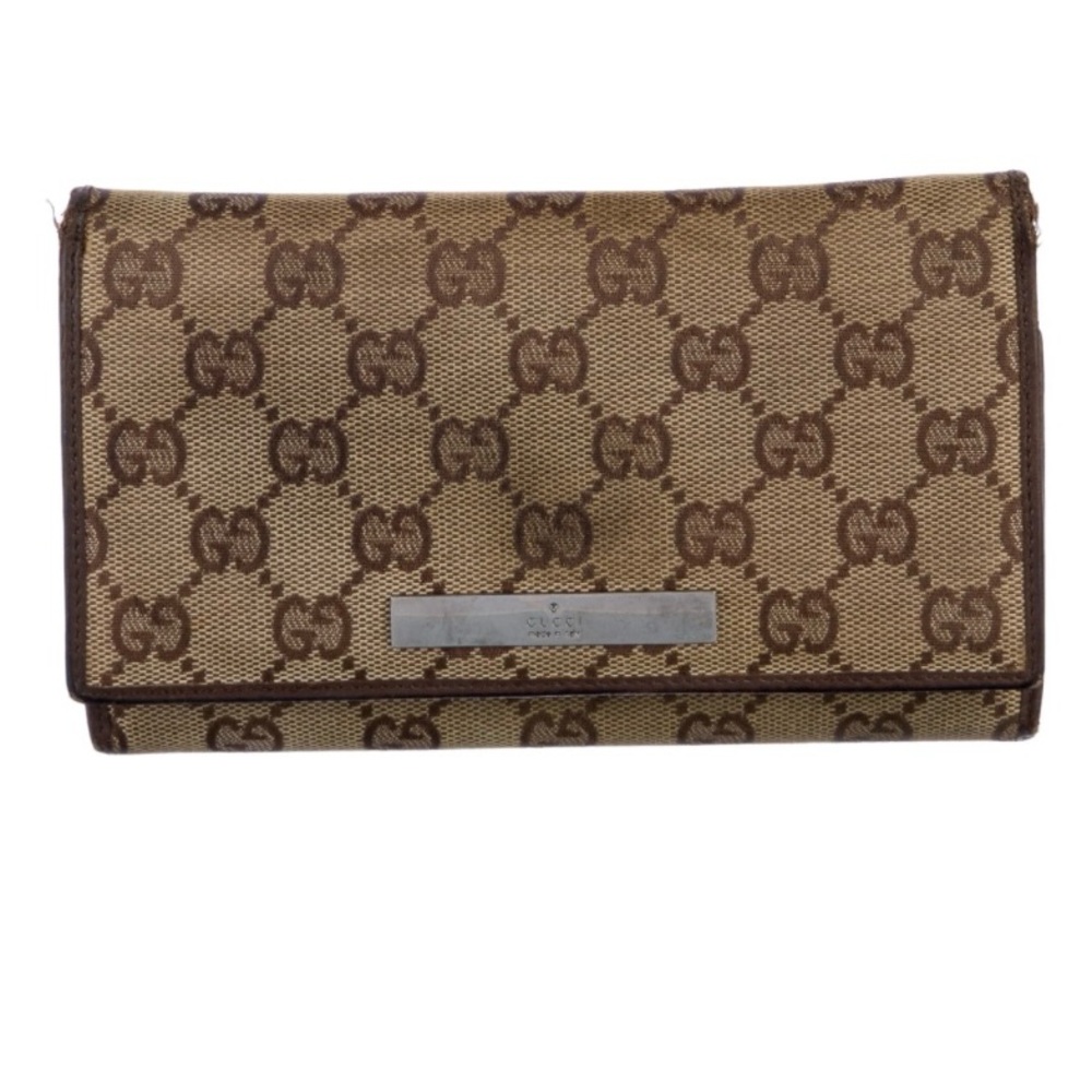 Gucci Tan and Brown Monogram Wallet
